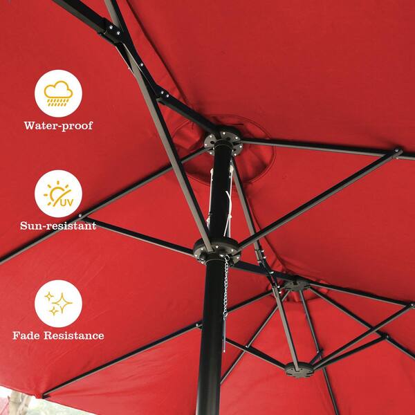 fade resistant red patio umbrella HOMSHADE 10ft Solar LED Cantilever with Base Included, Premium 220GSM Solution-Dyed Fabric, 5-Year Fade-Resistant, 30 MPH Windproof, 45 Infinite Tilt for Backyard, Deck, Pool (Red) : Patio, Lawn Our aluminum cantilever umbrella is designed for those who appreciate meticulous control over their environment Mondawe 10-ft Red Fade Resistant