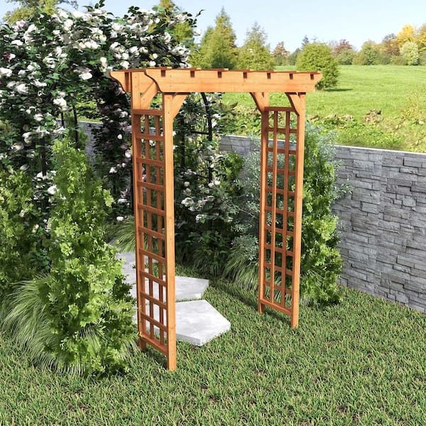 Unbranded 85 in. x 63 in. Wooden Arbor, Wedding Arch for Ceremony, Wood Trellis for Plant Climbing, Christmas Decor Pergola
