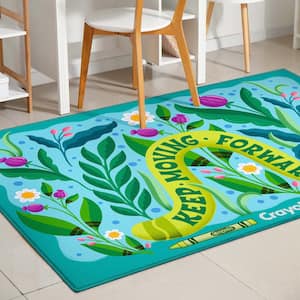 Crayola Keep Moving Blue 3 ft. 3 in. x 5 ft. Area Rug