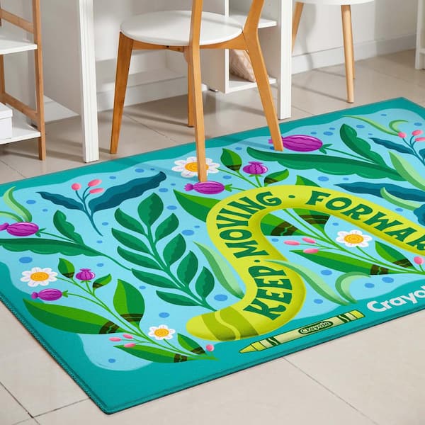 Crayola Keep Moving Blue 3 ft. 3 in. x 5 ft. Area Rug