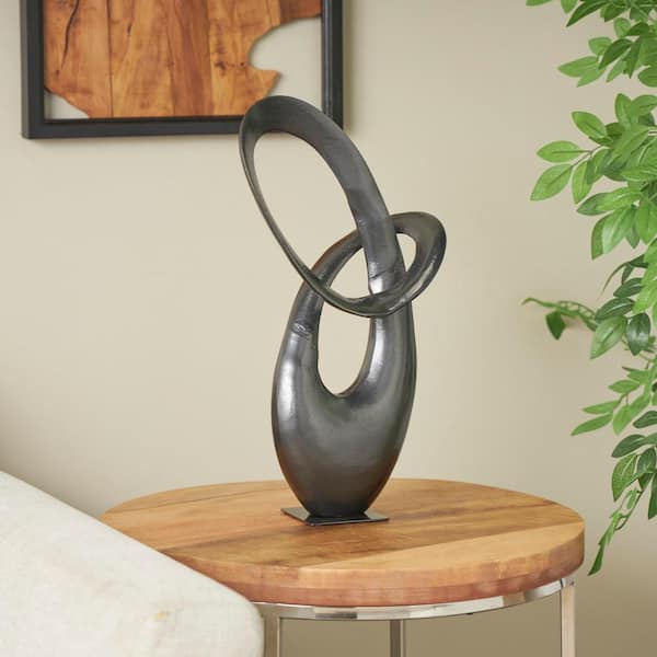 Litton Lane 6 in. x 17 in. Dark Gray Aluminum Abstract Sculpture