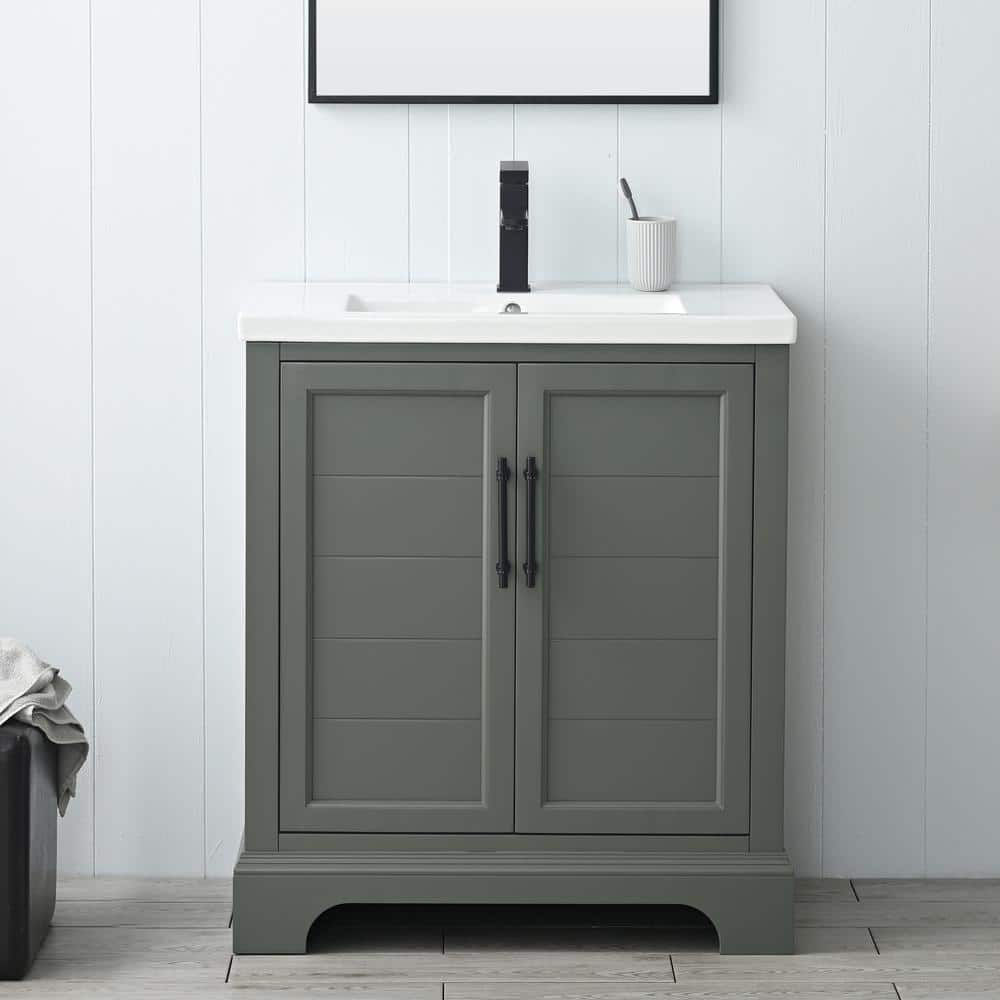 Vintage Green 30" Single Sink Bathroom Vanity with Ceramic Top
