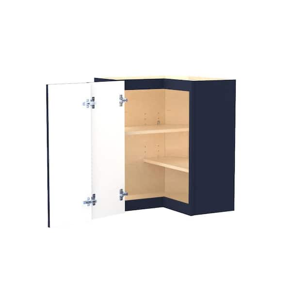 Home Decorators Collection Franklin 24 in. W x 24 in. D x 30 in. H Assembled Plywood Wall Kitchen Corner Cabinet in Vessel Blue with Shelves