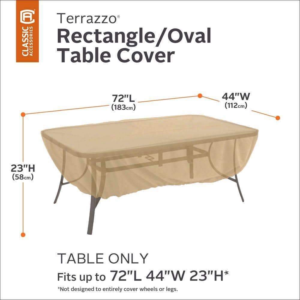 Beige All-Weather Rectangular Patio Table Cover with Air Vents