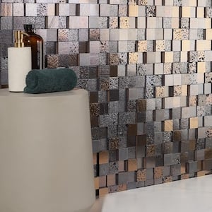 Deco Lava Blocks Iron 12.51 in. x 12.51 in. Metallic Lava Stone Wall Mosaic Tile (1.07 sq. ft./Each)