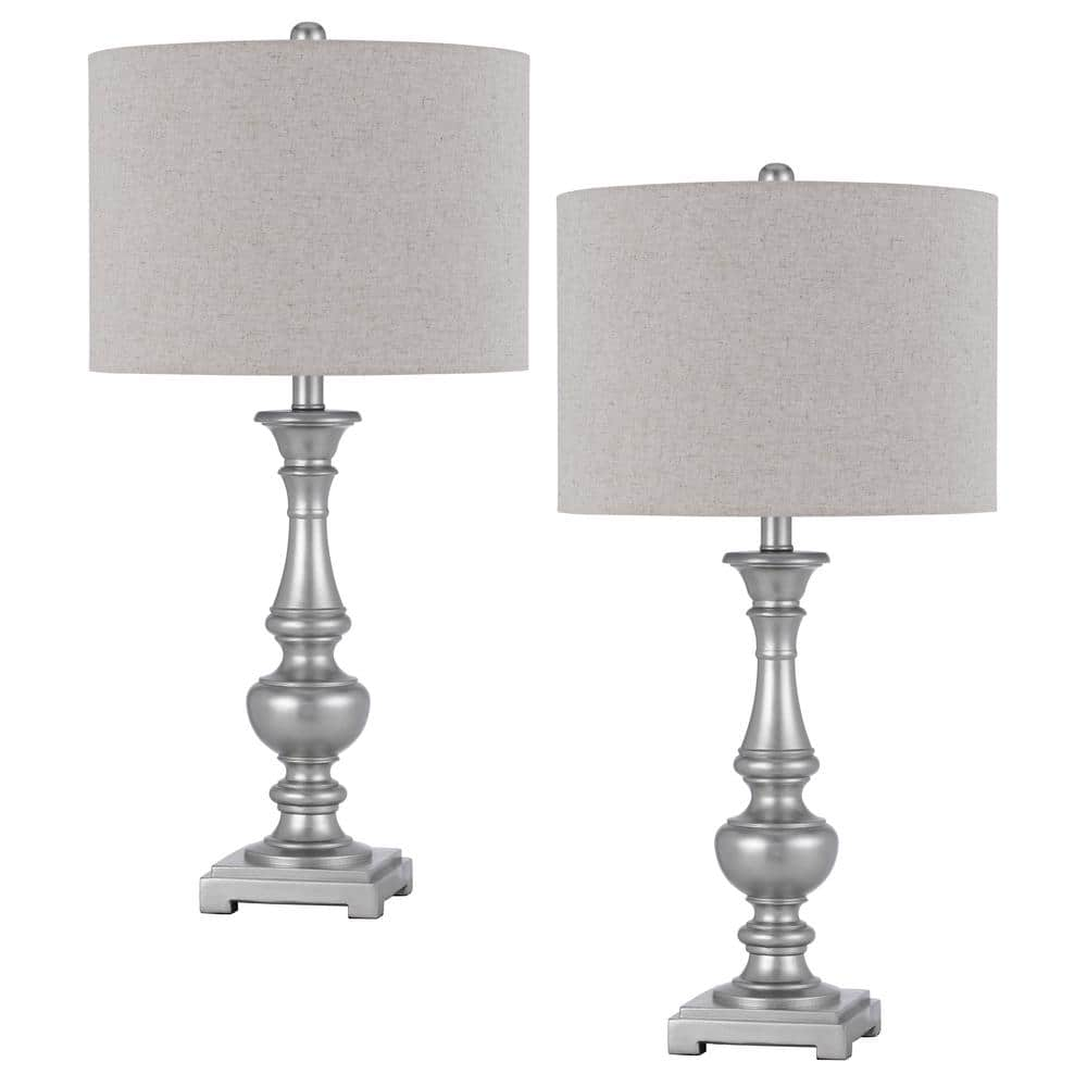 CAL Lighting Nampa 28 in. H Resin Antique Silver Resin Table Lamp Set ...