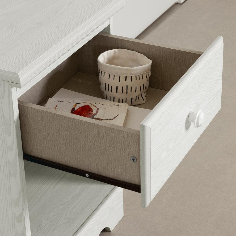 White Pine 1-Drawer Nightstand with Open Shelf