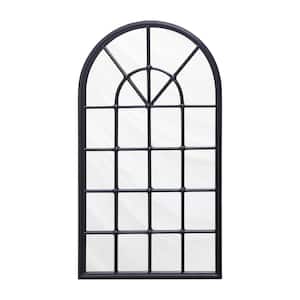 28 in. H x 16 in. W Arched Metal Framed Black Mirror