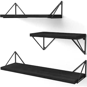 5.9 in. W x 5.3 in. H x 17 in. D Wood Rectangular Shelf in Black 3 Sets Adjustable Shelves