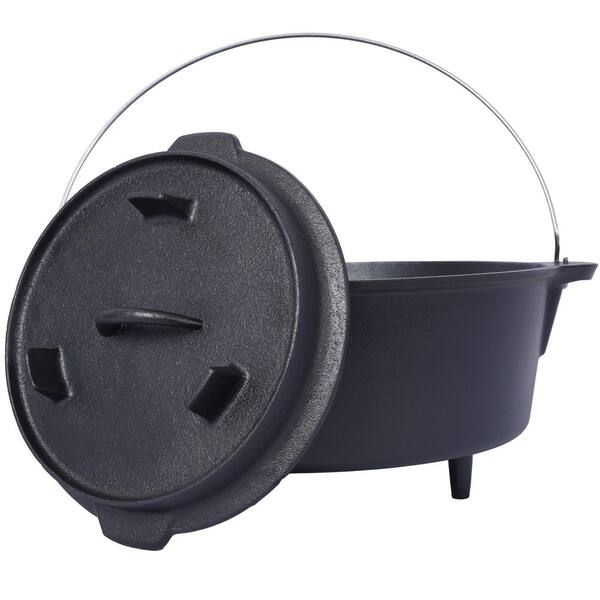 12 qt. Iron Camping Dutch Oven for Campfire Cooking