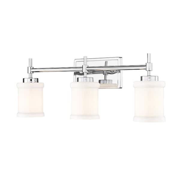 Unbranded Cadoc 23.5 in. 3-Light Chrome Vanity-Light with Gloss Opal Glass Shade