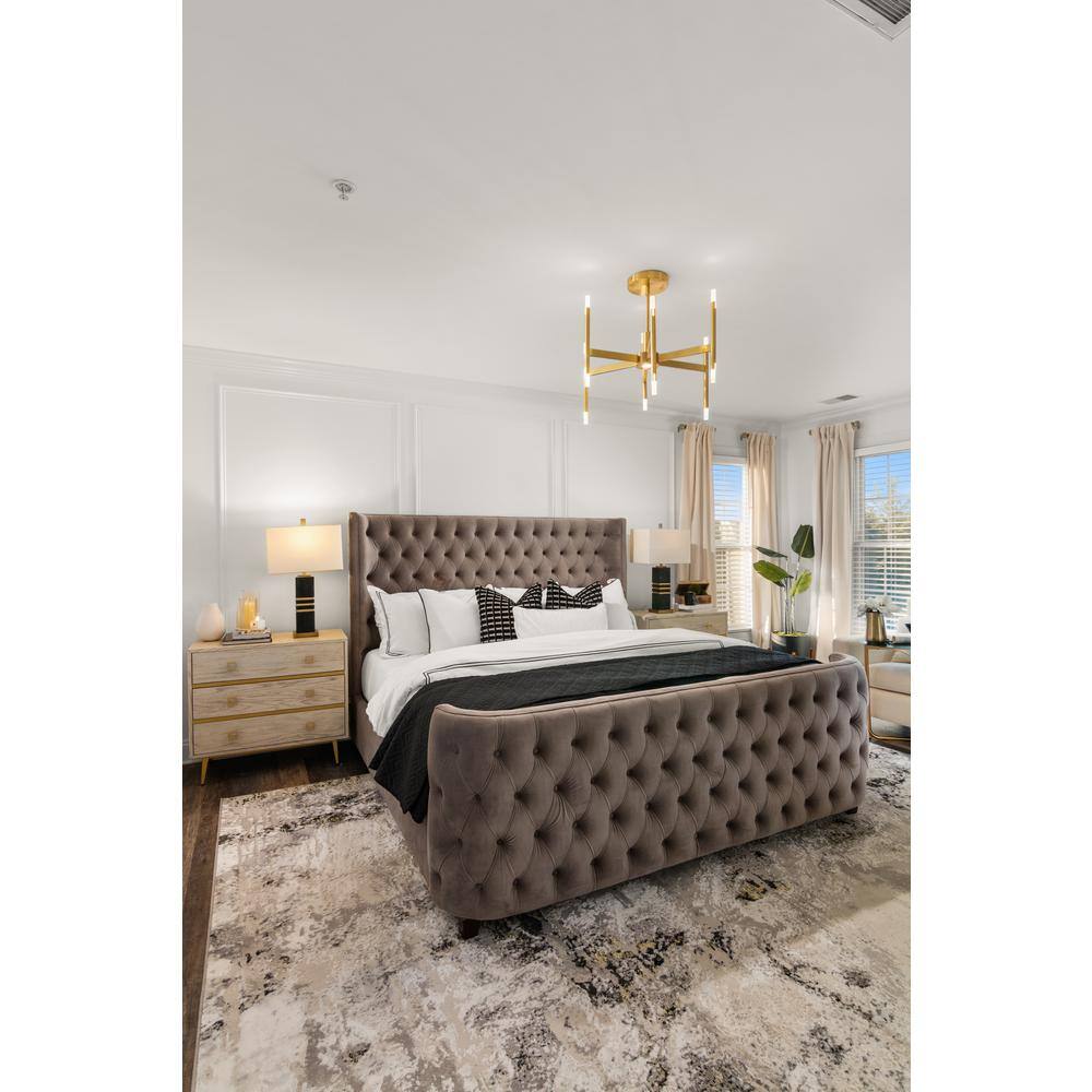 Amelia 9' x 12' Grey and Gold Synthetic Reversible Area Rug