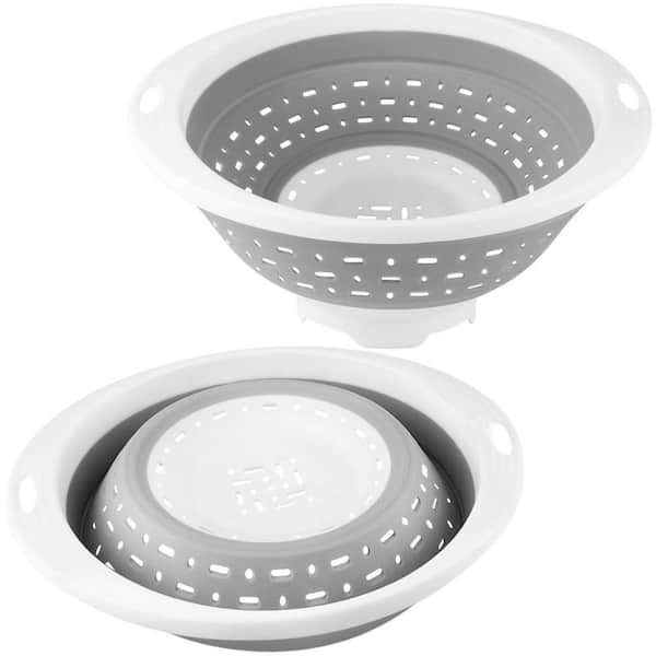5 Qt. Collapsible Colander and Strainer, Heavey Duty Kitchen Drainer Basket for Pasta, Veggies and Fruits, Gray