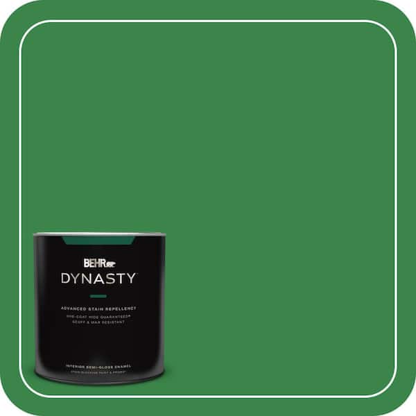 BEHR DYNASTY 1 qt. #450B-7 Green Grass Semi-Gloss Enamel Interior Stain-Blocking Paint and Primer