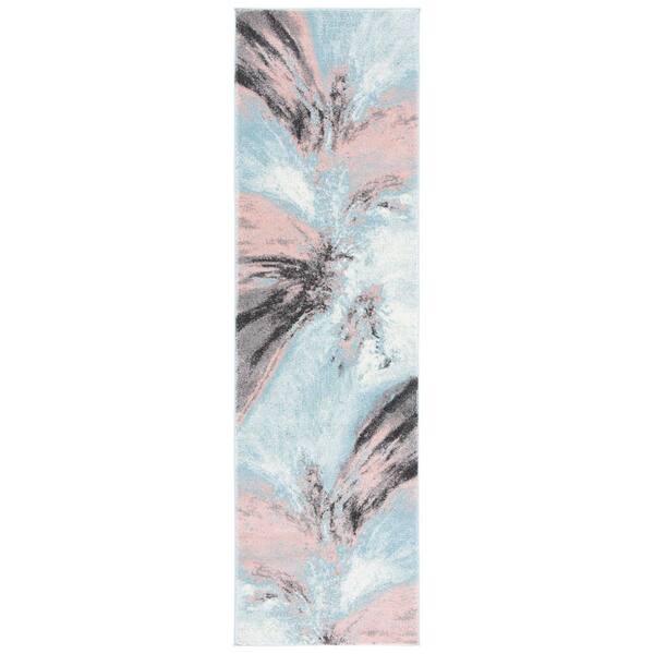 Glacier 2 ft. x 10 ft. Pink/Blue Abstract Runner Rug