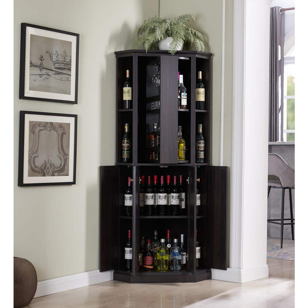 Home Source Industries Jill Zarin Home Corner Bar Cabinet Black JZ88 ...