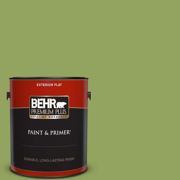 BEHR PREMIUM PLUS 1 gal. Home Decorators Collection #HDC-MD-15 Zesty Apple Flat Exterior Paint & Primer