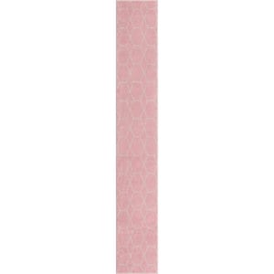 Trellis Frieze Light Pink/Ivory 2 ft. x 13 ft. Geometric Runner Rug