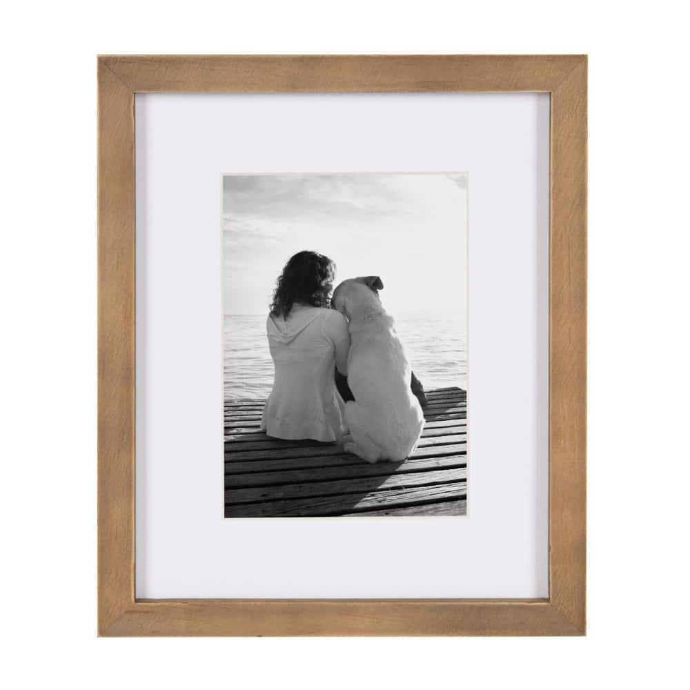 Rustic Brown Wood Gallery Frame Set, 8x10 Matted to 5x7, Pack of 4