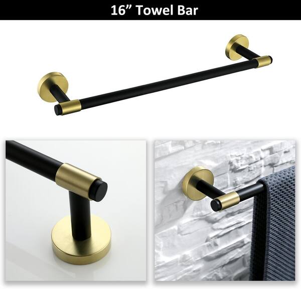thumbnail image 2 of Bathroom Hardware Set 3 Piece Including Towel Bar Toilet Paper Holder Robe Hook Space Aluminum Wall Mounted Modern Bathroom Accessories Matte Black 2 of 10