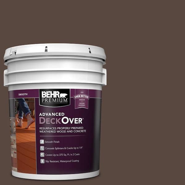 BEHR Premium Advanced DeckOver 5 gal. #SC-105 Padre Brown Smooth Solid Color Exterior Wood and Concrete Coating