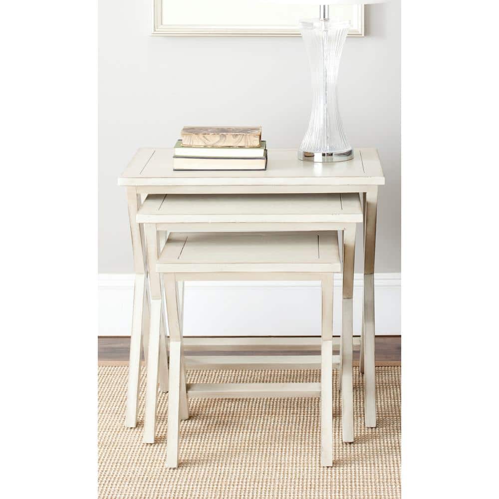 Maryann White Birch Wood Stacking Tray Tables