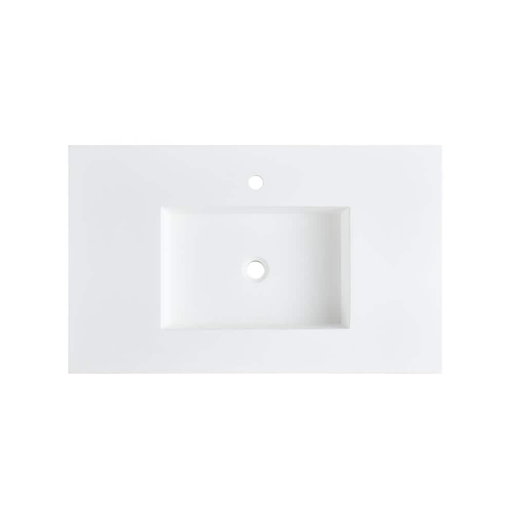 Ventura 36'' Matte Black and White Resin Console Sink