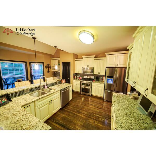 LIFEART CABINETRY Oxford Assembled 33 in. x 24 in. x 12 in. Wall Cabinet with 2 Raised-Panel Doors 1 Shelf in Creamy White