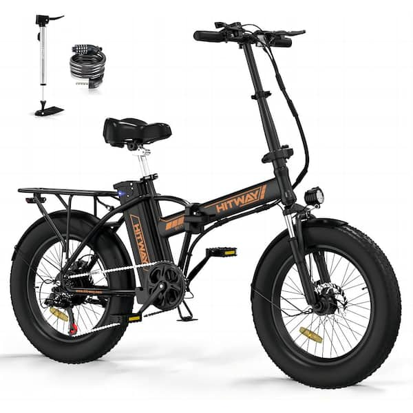 20 x 4 in. Fat Tire Commuter & Mountain Electric Bike for Adults with 750-Watt/48-Volt/15Ah Foldable Ebike Black Orange