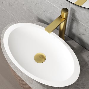 Vessel Bathroom Sink Pop-Up Drain and Mounting Ring in Matte Gold