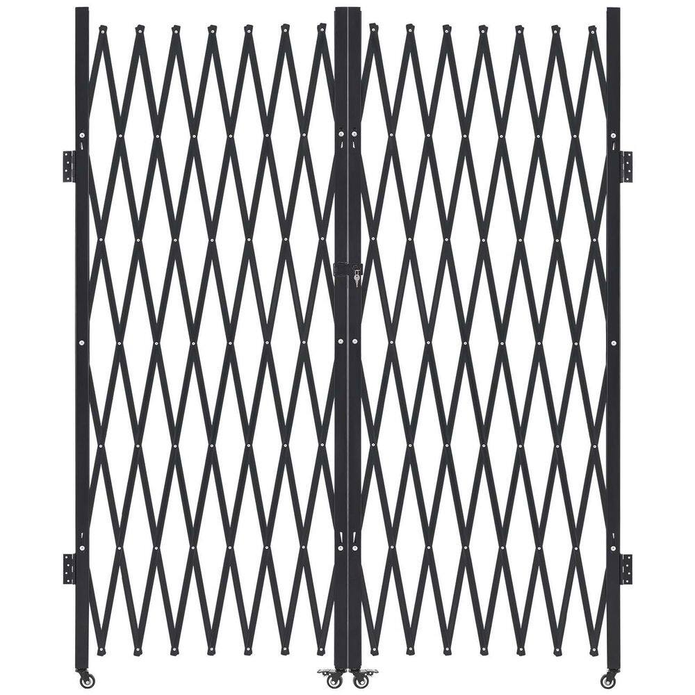 145.67 in. x 86.81 in. Black Steel Double Folding Security Gate, with 360° Swivel Casters, Outdoor Barricade price history on PriceWatchPro