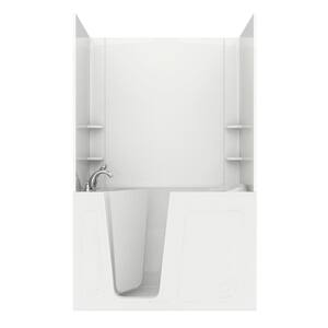Rampart Nova Heated 5 ft. Walk-in Air Bathtub with Easy Up Adhesive Wall Surround in White