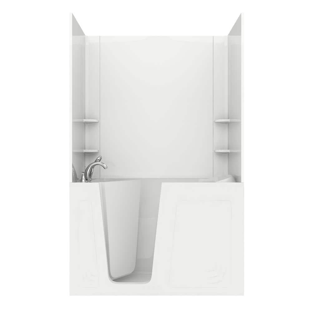 Rampart 5 ft. Walk-in Whirlpool Bathtub with Flat Easy Up Adhesive Wall Surround in White price history on PriceWatchPro