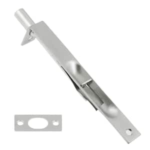 6 in. Solid Brass Flush Bolt with Square End in Satin Chrome