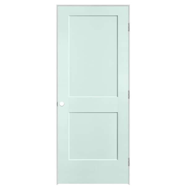 32 in. x 80 in. 2-Panel Logan Left-Hand Hollow Core Sea Glass Molded Composite Single Prehung Interior Door