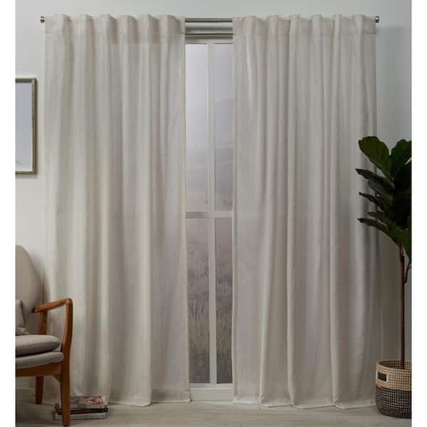 EXCLUSIVE HOME Muskoka Natural Solid Light Filtering Hidden Tab / Rod Pocket Curtain, 54 in. W x 96 in. L (Set of 2)