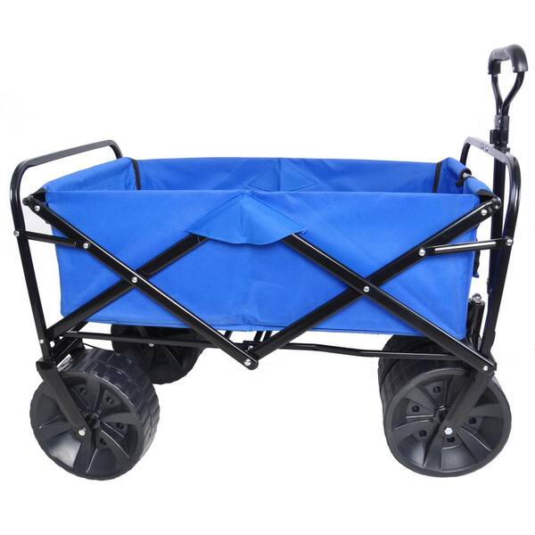 Flynama 3.6 cu. ft. Outdoor Metal Folding Shopping Beach Utility Wagon Garden Cart in Blue