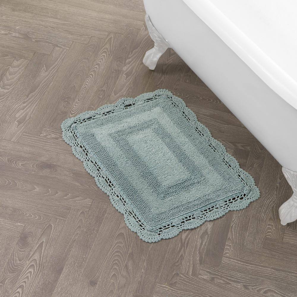 Crochet Aqua 17 in. x 24 in. Solid 100% Cotton Bath Rug price history on PriceWatchPro