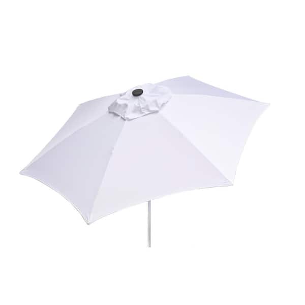 Unbranded 8.5 ft. Aluminum Manual Push-Up Tilt Patio Umbrella in White Polyester