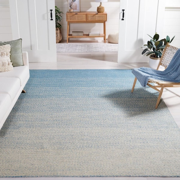 Natural Fiber 8 ft. x 10 ft. Natural/Light Blue Ombre Area Rug