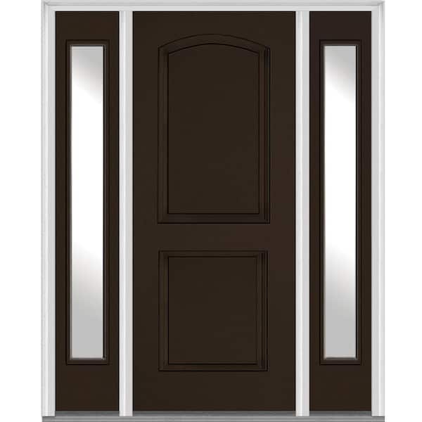 MMI DOOR 68.5 in. x 81.75 in. Left Hand Inswing 2-Panel Arch Painted Fiberglass Smooth Prehung Front Door with Sidelites