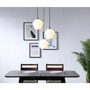 Timeless Home Grant 3-Light Black Pendant with Frosted Glass Shade