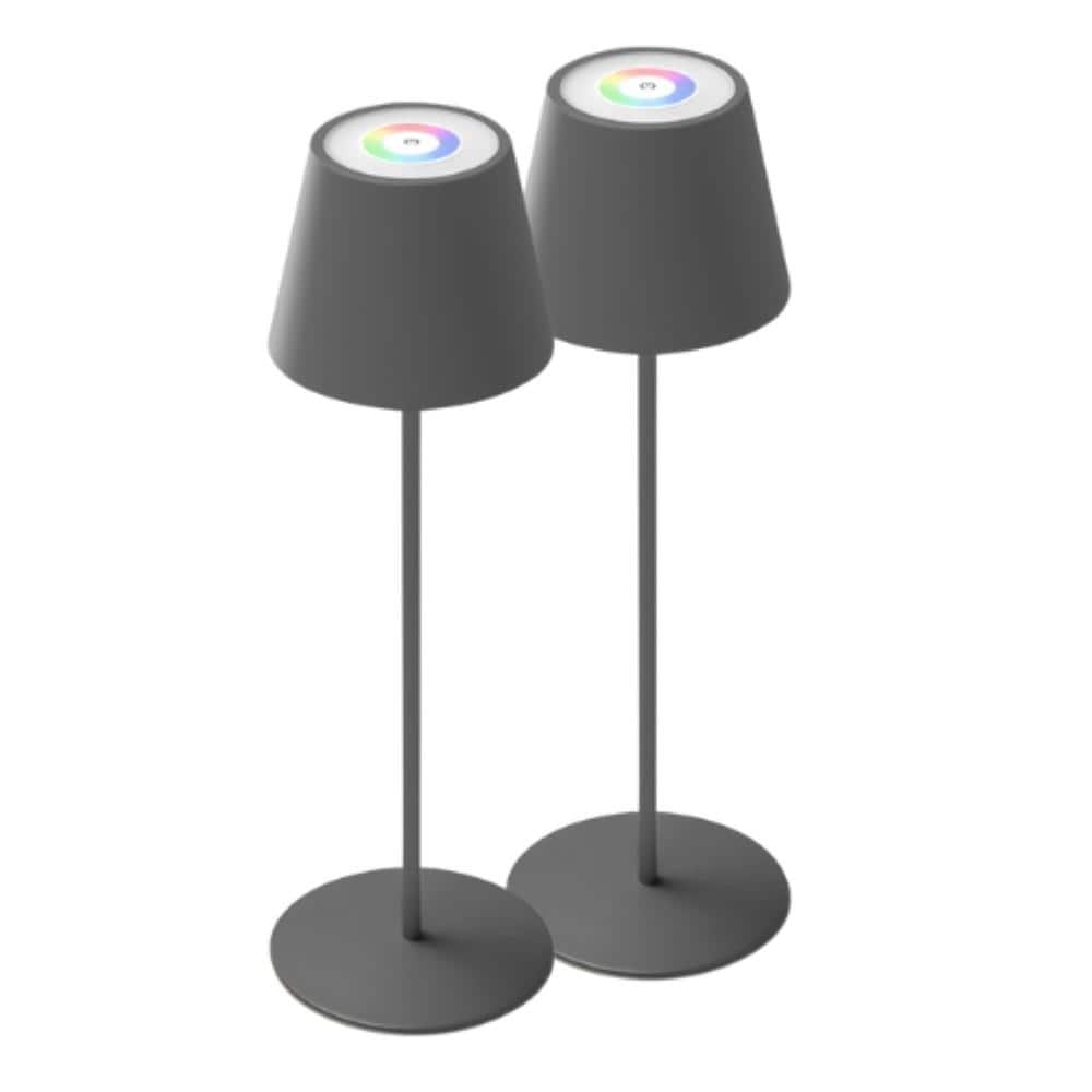 2-Pack 4.6 in. Black Portable LED Lamp RGB Color Changing Table Lamp