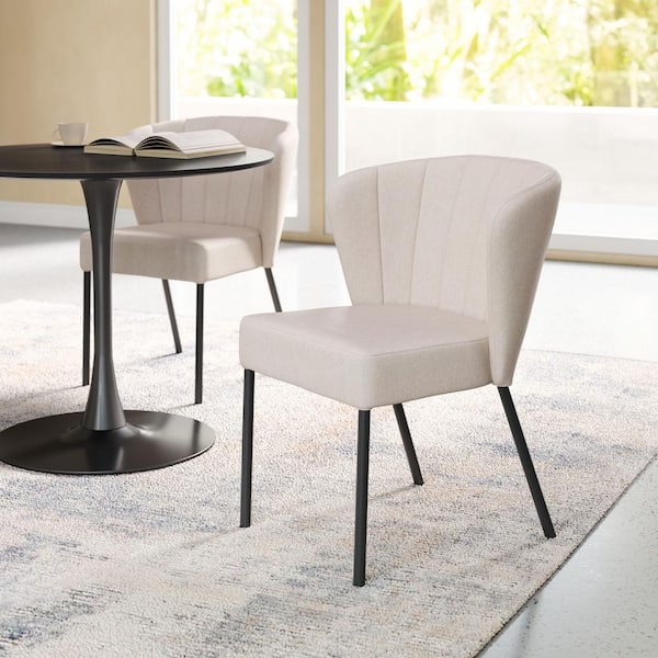ZUO Aimee Cream Poly Linen Dining Chair Set - (Set of 2)