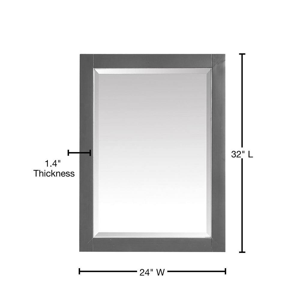 Allie Austen 32" x 24" Twilight Gray Wood Vanity Mirror with Silver Trim