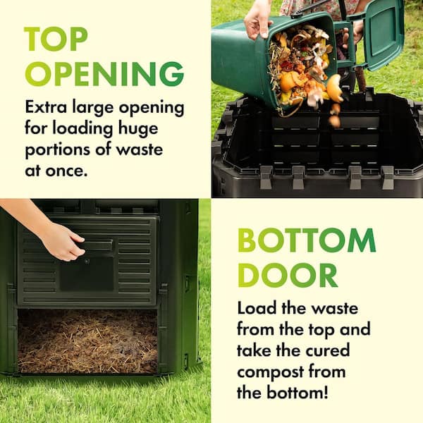 300L Garden Composter, 80 Gallon Large-Capacity Compost Bin, Oversized Food  Waste Compost Barrel, Homemade Organic Fertilizer, Easy Assembling,Black