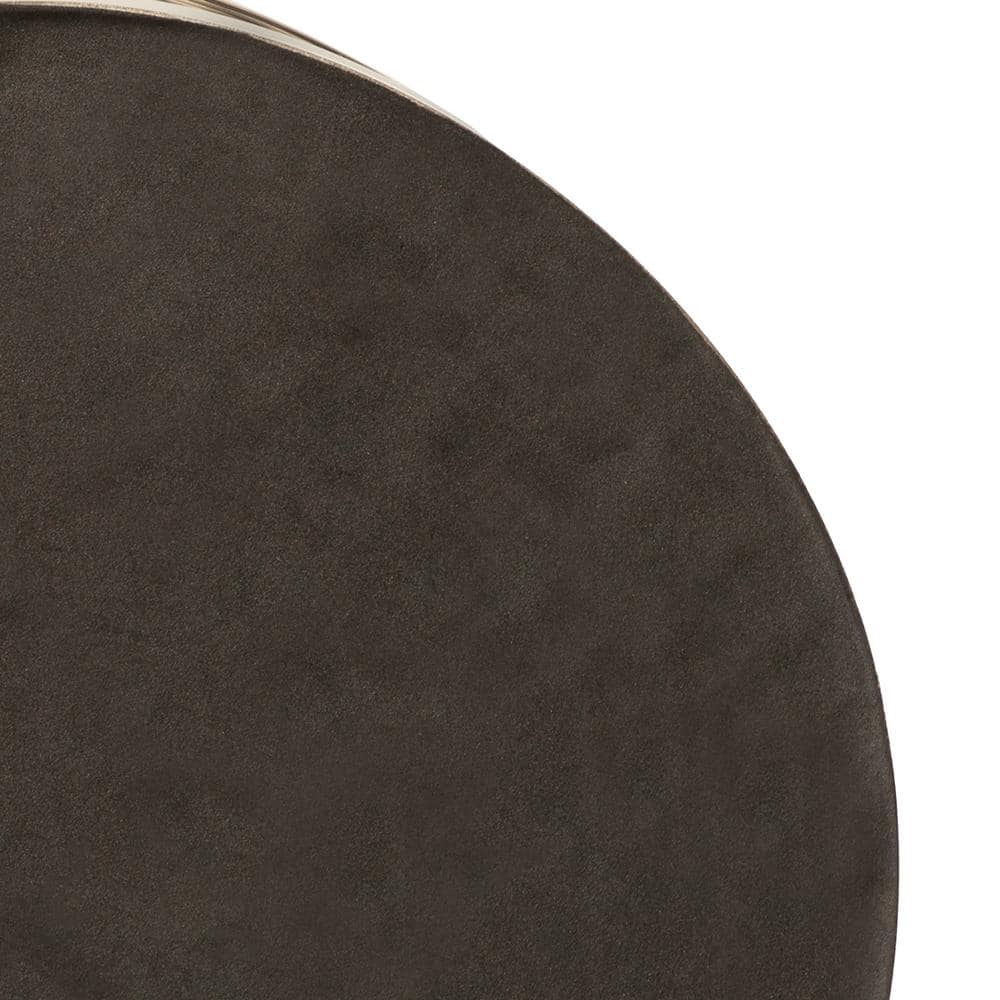 Bronze Round Mirrored Glass Decorative Tray, 16 Inch