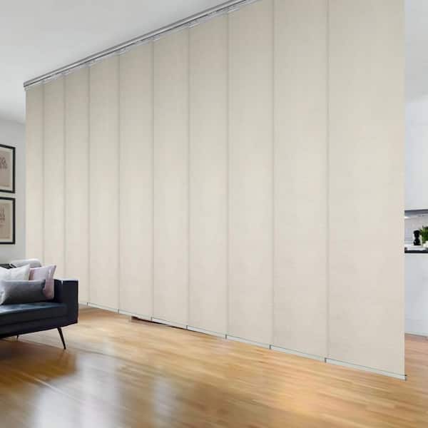 EMOH Pearlescent 120 in. - 218 in. W x 94 in. L Adjustable 10-Panel in Satin Nickel Double Rail Panel Track 23.5 in. Slates