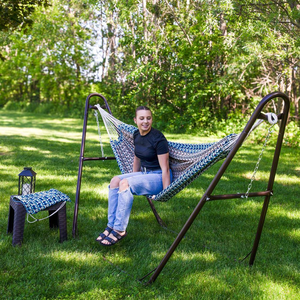 Retro Waves Polyester and Cotton Double Hammock for Two