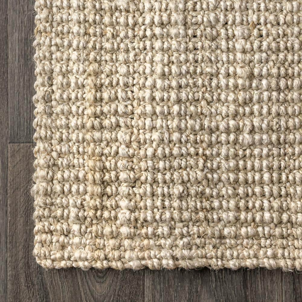 Ivory Braided Jute Handmade Reversible Rectangular Rug